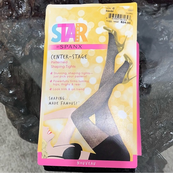 💥NWT💥 SPANX Womens High-Waisted Shaping Tights In Black Nouveau  Size C - Picture 1 of 4